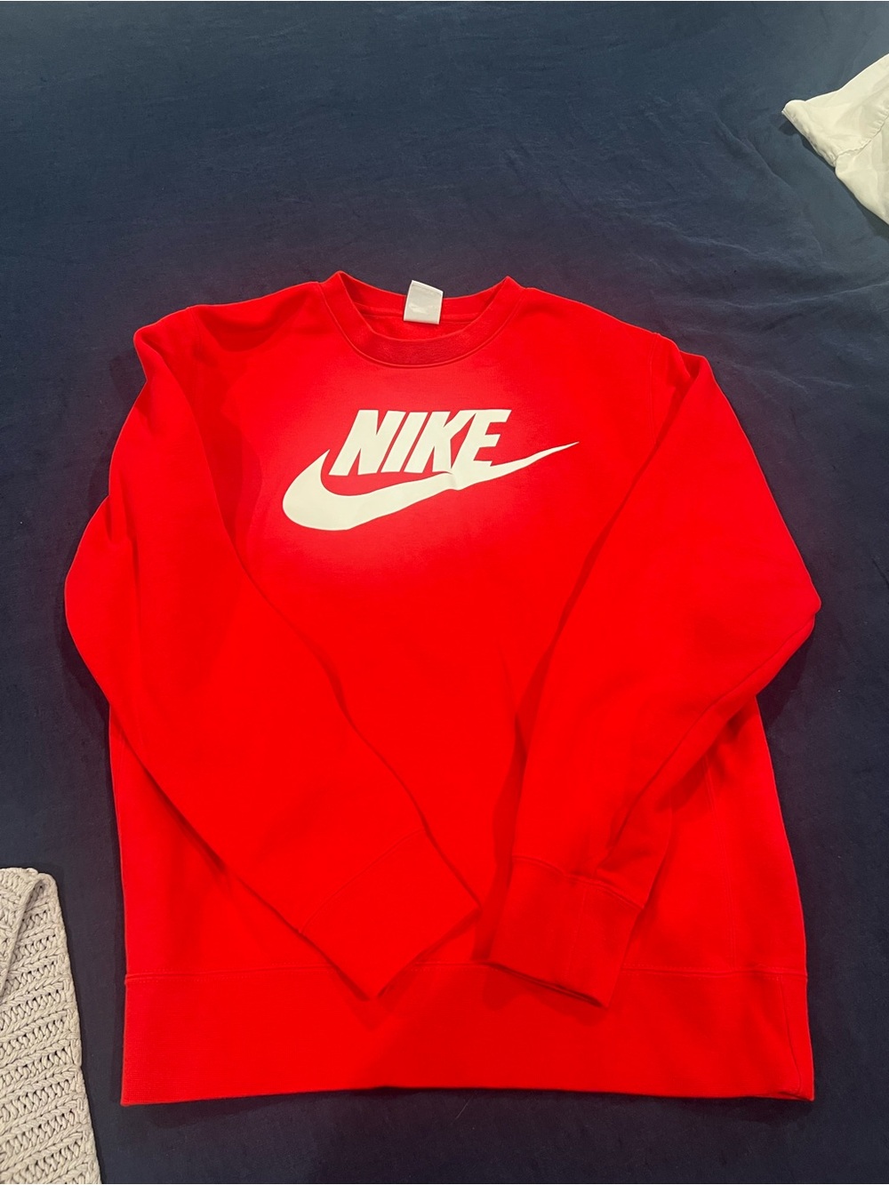 Nike Red Crewneck Sweatshirt with White Swoosh Logo